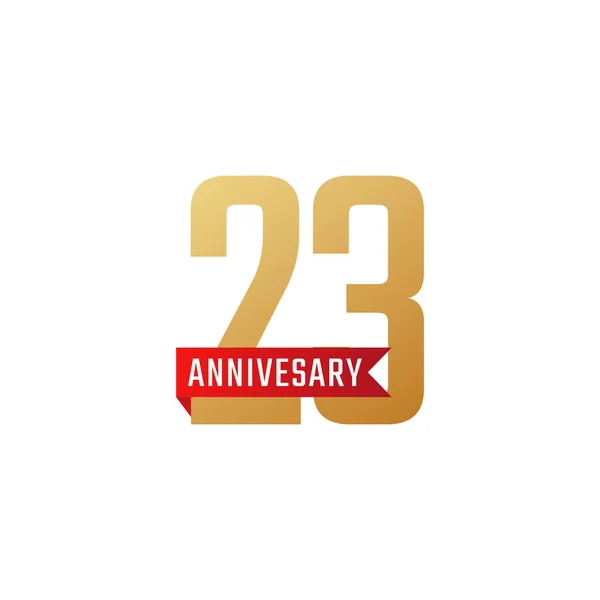 赤いリボンベクトルと23周年記念 お祝いお祝いお祝いテンプレートデザインイラスト — ストックベクタ