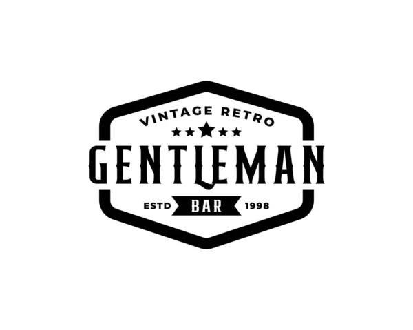 Emblema Etiqueta Retro Vintage Clássico Criativo Para Vestuário Pano Cavalheiro — Vetor de Stock