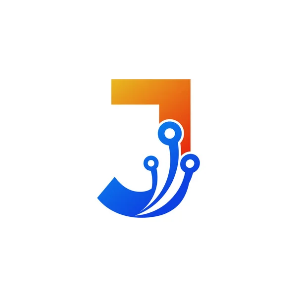 Lettre Initiale Élément Modèle Conception Logo Technologique — Image vectorielle
