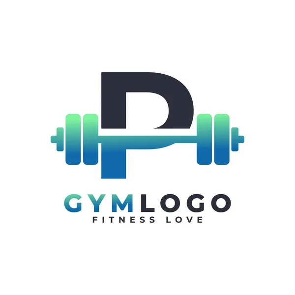 Buchstabe Logo Mit Langhantel Fitness Gym Logo Lifting Vector Logo — Stockvektor