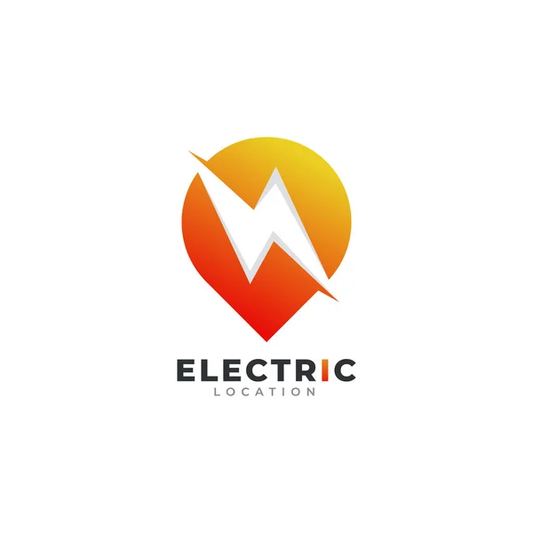 Electricity Location Logo Map Pin Location Combined Energy Lightning Bolt — Stock Vector