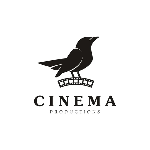 Creative Movie Maker Icon Символ Комбинации Симпатичной Птицы Кинооборудованием — стоковый вектор