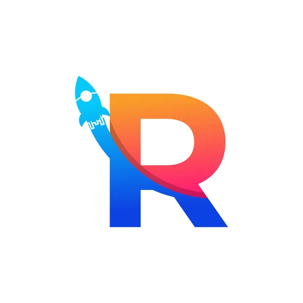 Ursprunglig Bokstav Med Rocket Logo Ikonsymbol Bra För Företag Resor — Stock vektor