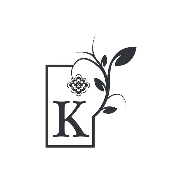 Elegant Luxury Logo Square Frame Badge Floral Flowers Leaves Perfect — Stok Vektör