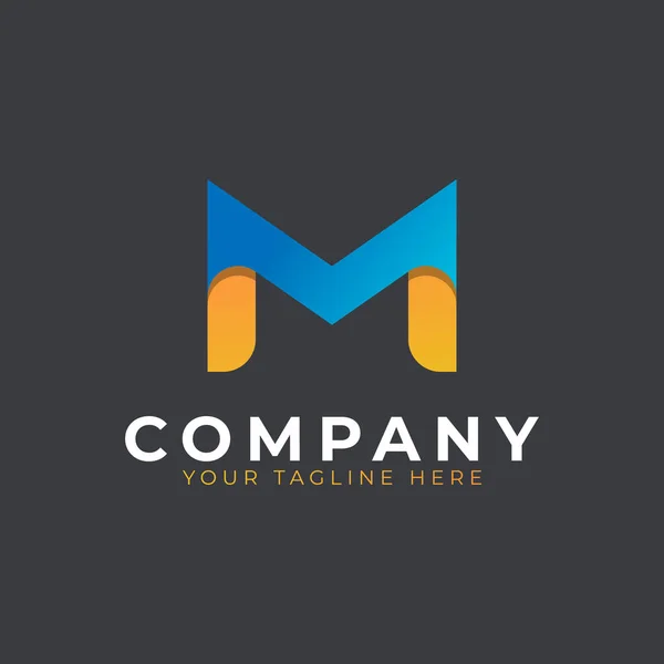 Letra Inicial Criativa Logo Design Forma Seta Geométrica Amarela Azul — Vetor de Stock