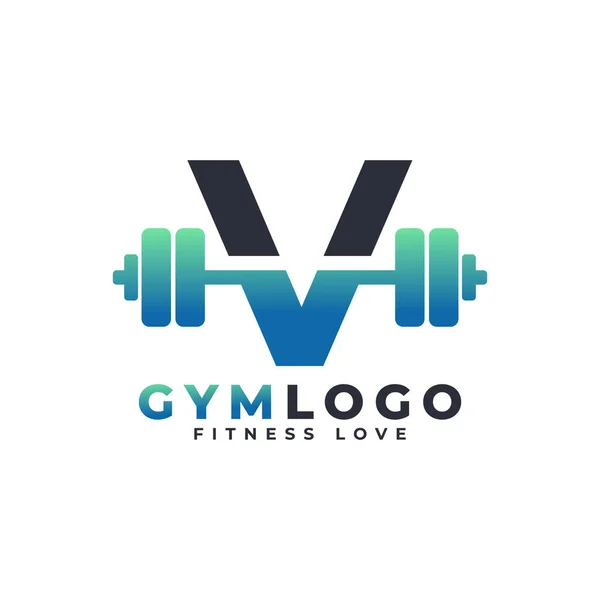 Letter Logo Barbell Fitness Gym Logo Lifting Vector Logo Design — Stock Vector