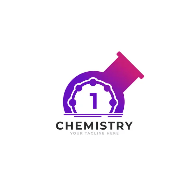 Номер Внутренняя Химическая Трубка Лаборатория Логотип Дизайн Элемент Шаблона — стоковый вектор