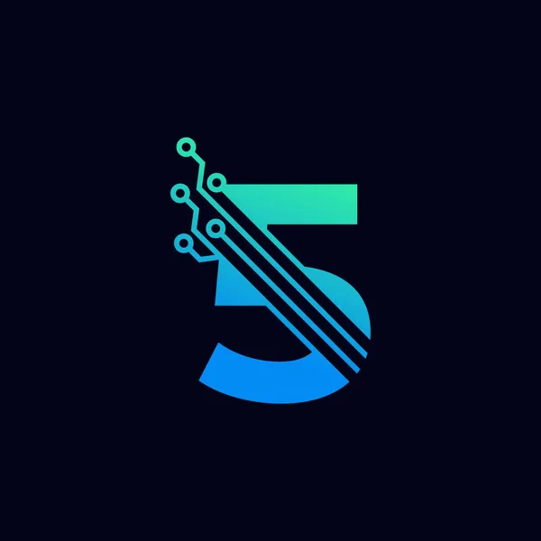 Tech Nummer Logo Futuristische Vector Logo Sjabloon Met Groen Blauw — Stockvector