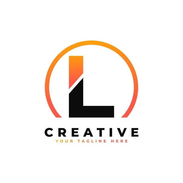 Litera Logo Design Czarnym Pomarańczowym Kolorem Kołem Fajne Nowoczesne Litery — Wektor stockowy