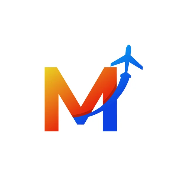 Anfangsbuchstabe Reise Mit Flugzeug Logo Design Template Element — Stockvektor