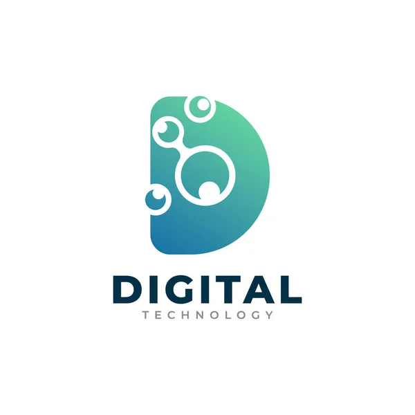 Digital Letter Logo Design Template Technology — Stock Vector