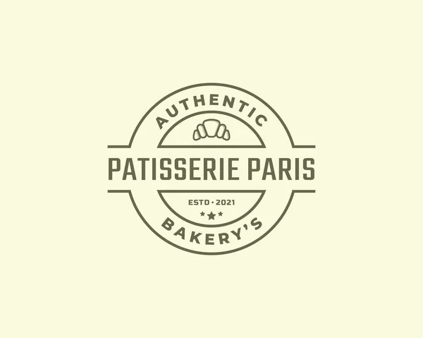Élément Modèle Logo Vectoriel Boulangerie Pâtisserie Badge Rétro Vintage — Image vectorielle
