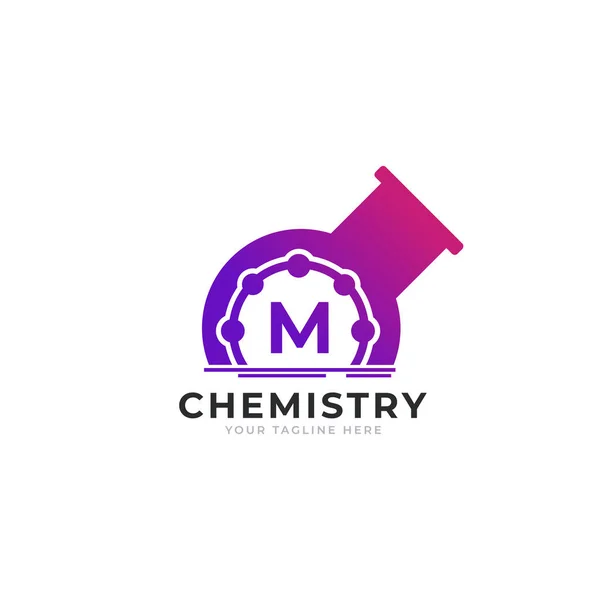 Brev Chemistry Tube Laboratory Logo Design Mall Element — Stock vektor