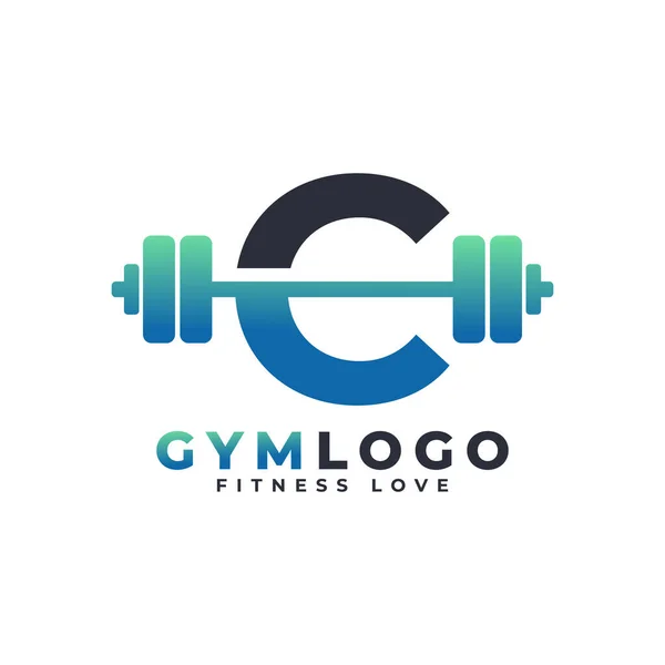 Logotipo Letra Con Barra Logo Fitness Gym Diseño Del Logotipo — Vector de stock