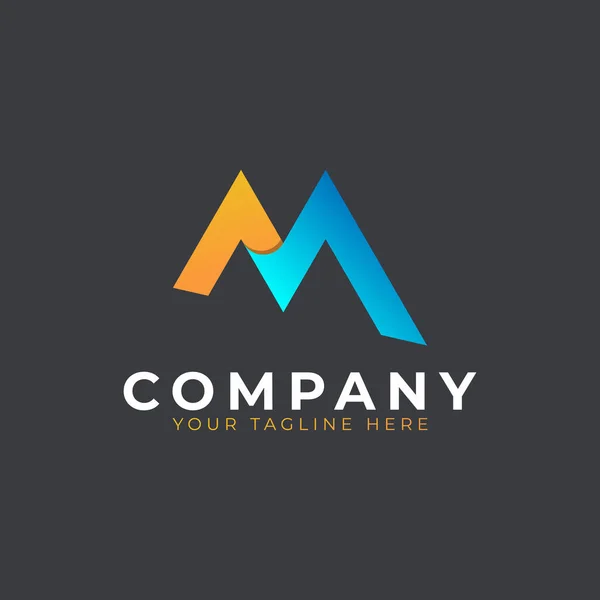 Lettera Iniziale Creativa Logo Design Forma Freccia Geometrica Gialla Blu — Vettoriale Stock