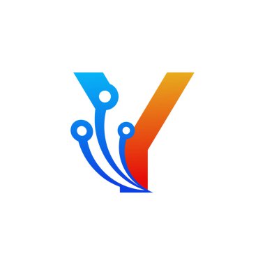 İlk harf Y Teknoloji Logo Tasarım Şablonu Elemanı