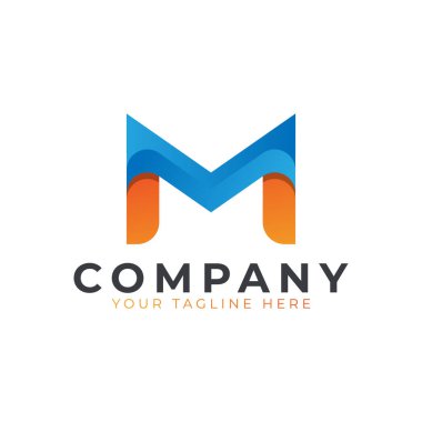 Yaratıcı Baş Mektup M Logo Tasarımı. Sarı ve Mavi Geometrik Ok Origami Stili. İş ve Marka Logoları için kullanılabilir. Düz Vektör Logo Tasarım Fikir Şablonu Elemanı. Eps10 Vektörü