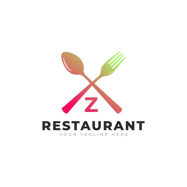 Logo Restaurace Počáteční Písmeno Vidličkou Pro Logo Restaurace Šablona Návrhu — Stockový vektor