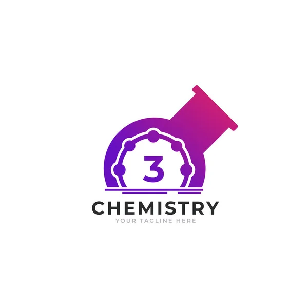 Nummer Chemistry Tube Laboratory Logo Design Mall Element — Stock vektor