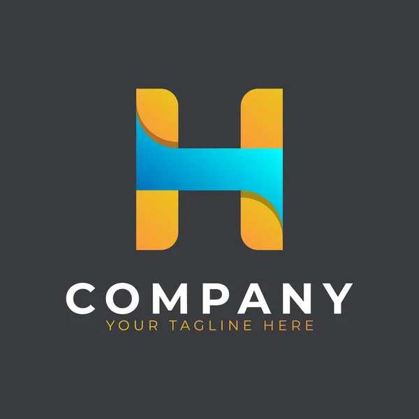 Creative Initial Letter Logo Design Yellow Blue Geometric Arrow Shape — Stock Vector