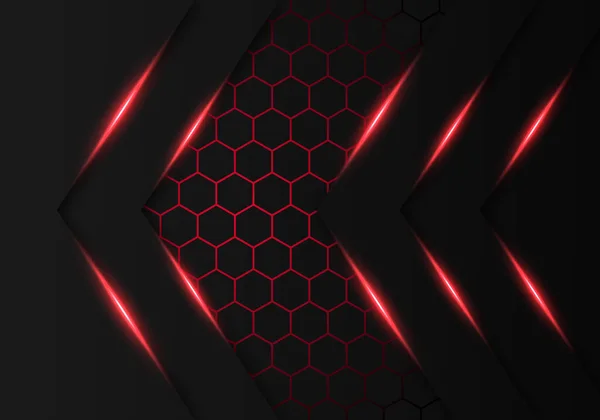 Abstrakt Mörkgrå Metallic Överlappning Rött Ljus Hexagon Design Modern Lyx — Stock vektor