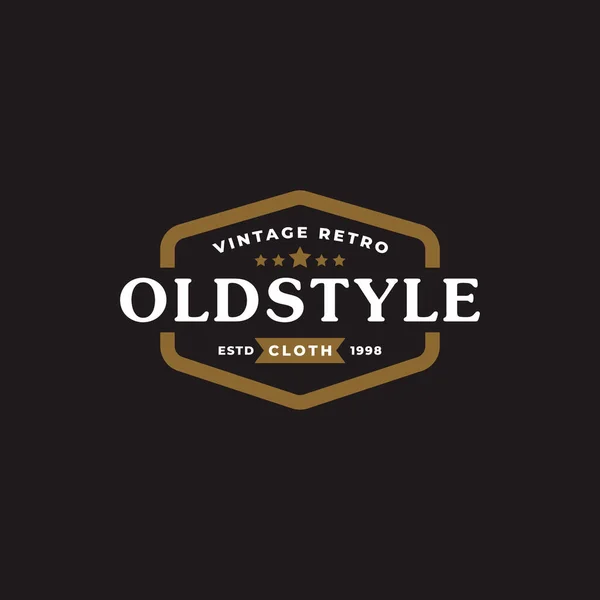 Giysi Giysisi Için Klasik Vintage Retro Etiket Rozeti Eski Tarz — Stok Vektör