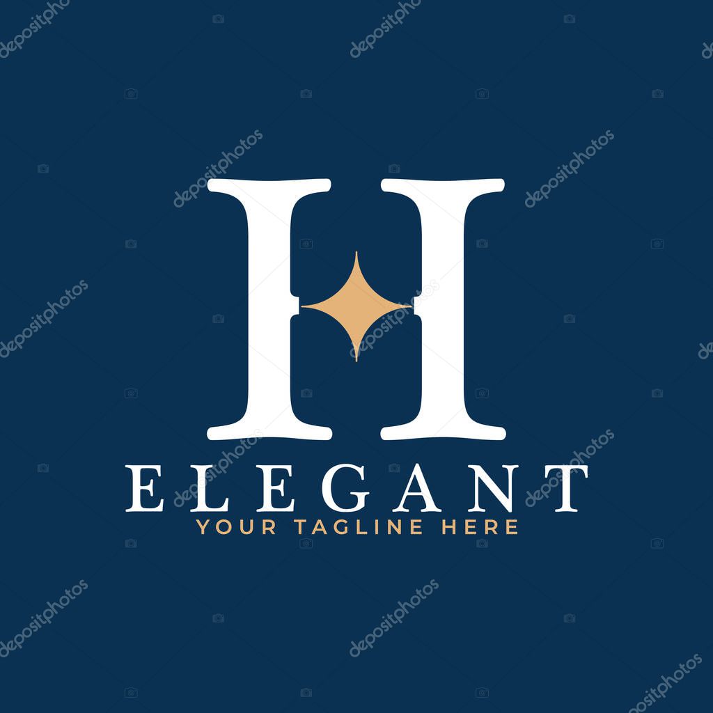 Initial Letter H Star Logo Design. H Letter with Star Icon Combination. Usable for Business and Branding Logos.