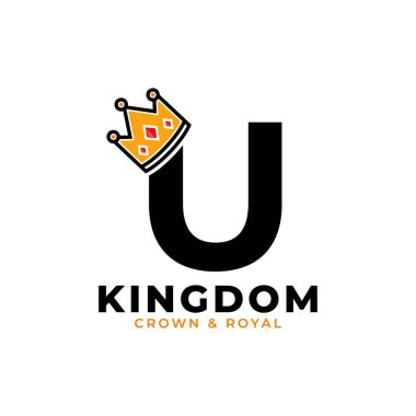 Crown Logo Markalaştırma Kimlik Logosu Tasarım Şablonu ile İlk Harf U