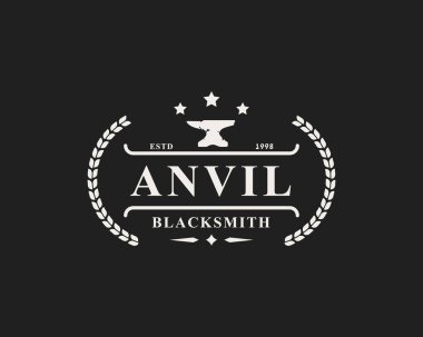 Antika Retro Rozet Demirci Logoları, Amblemler ve Grunge desenli Tasarım Elementleri