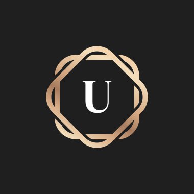 Desen Vektör Elementi ile İlk Harf U Logo Simgesi