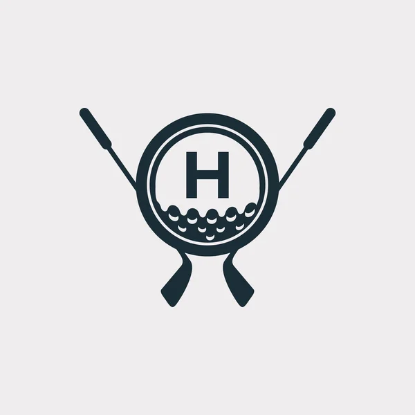 高尔夫运动标志 高尔夫标志设计矢量模板的字母H 第10部分病媒 — 图库矢量图片