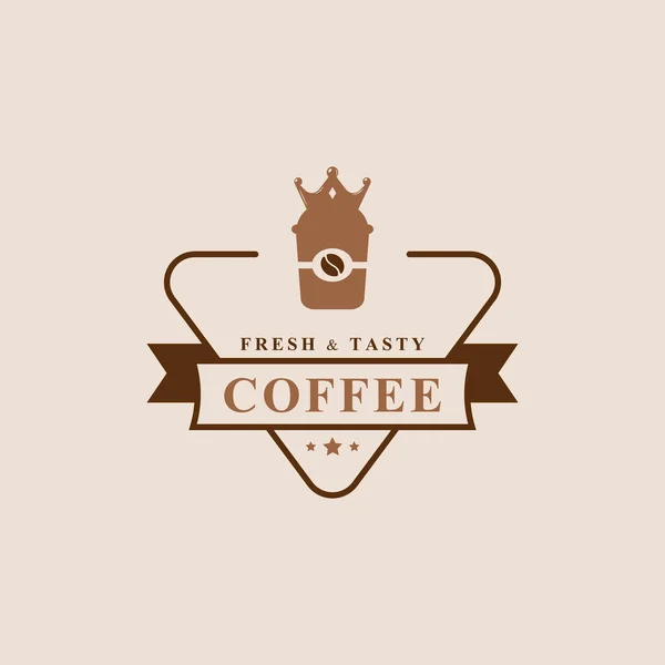 Klassieke Retro Badge Coffee Shop Logo Beker Bonen Cafe Vintage — Stockvector
