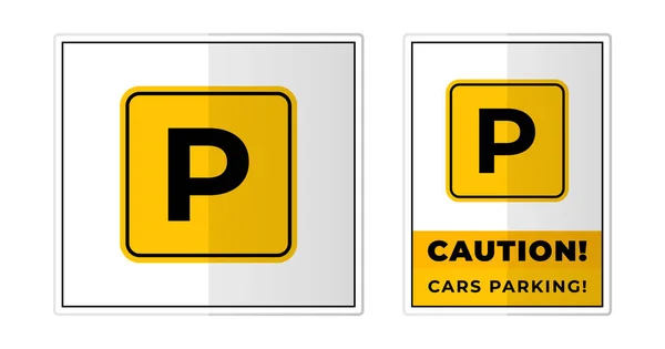 Autos Parken Zeichen Etikett Symbol Symbol Vektor Illustration — Stockvektor