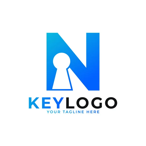 Initiële Letter Sleutelgat Logo Icoon Logo Bescherming Symbool Vector Logo — Stockvector