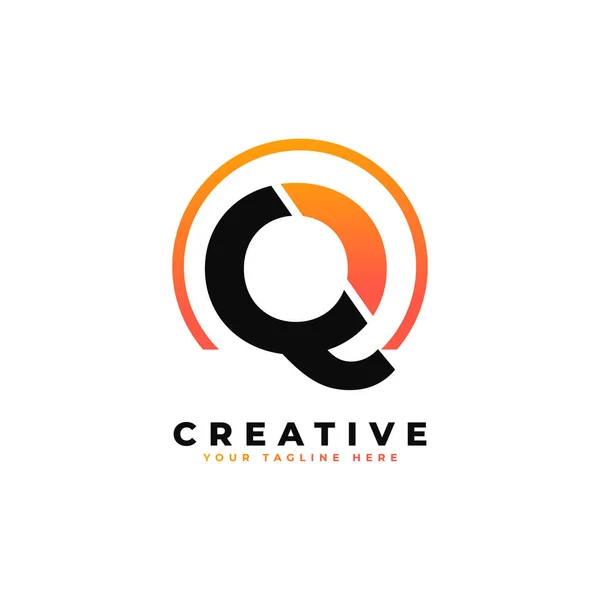 Letter Λογότυπο Σχεδιασμός Μαύρο Πορτοκαλί Χρώμα Και Κύκλο Cool Modern — Διανυσματικό Αρχείο