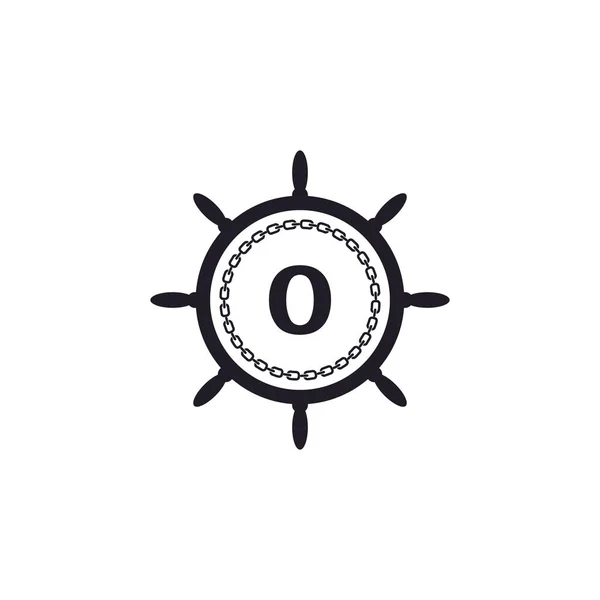 Numer Wewnątrz Statku Kierownica Ikona Łańcucha Kołowego Dla Inspiracji Logo — Wektor stockowy