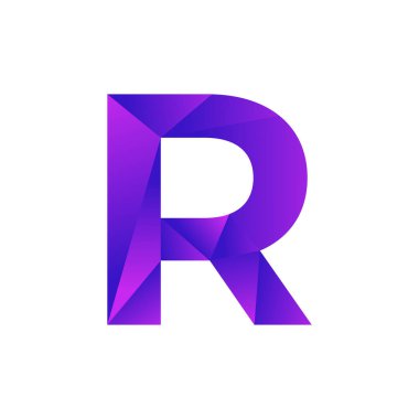 İlk harf R Low Poly Kaplama Logo Tasarım Şablonu. Vektör EPS 10