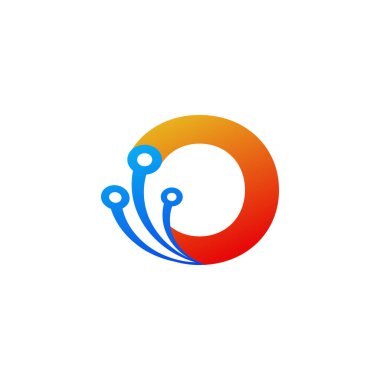 İlk Harf O Teknoloji Logo Tasarım Şablonu Elemanı