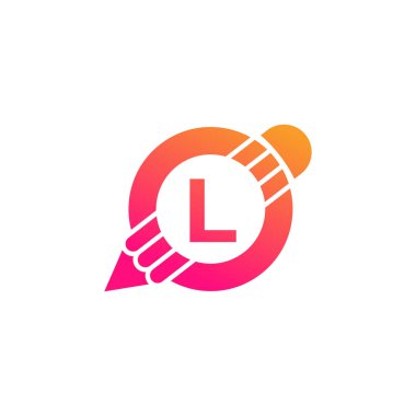 Eğitim Çemberi veya Sanat Logosu İlham Veren Yaratıcı Harf L Kalemi