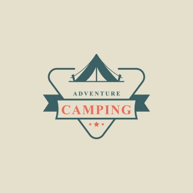 Vintage Retro Rozet Kampı ve Dış Macera Tipografisi Logo Vektör Tasarımı İlham Verici