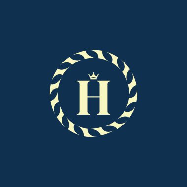Klasik Insignia Retro Etiket Harfi H Kaligrafik Çizgi Sanat Logosu Monogramı İş İşaretleri için Tasarım Elemanı, Kimlik, Kafe veya Otel Vektörü Resimleri