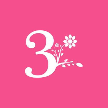 3 Numaralı Bağlı Süslü Logogram Çiçeği. İş ve Doğa Logoları İçin Kullanılabilir.