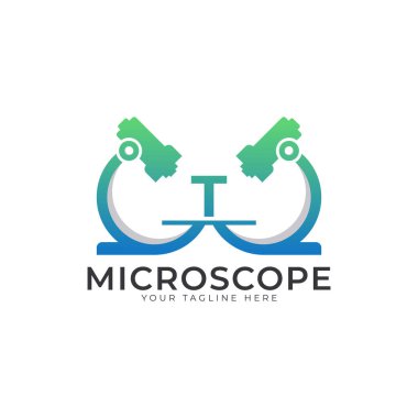 Laboratuvar logosu. İlk Harf T Mikroskop Logo Tasarım Şablonu Elemanı.