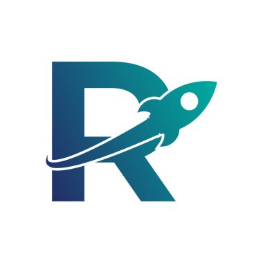 R harfi, Rocket Up ve Swoosh Logo Tasarımı. Brand Kimliği, Seyahat, Başlangıç, Lojistik, İş Logosu Şablonu için Yaratıcı Mektup