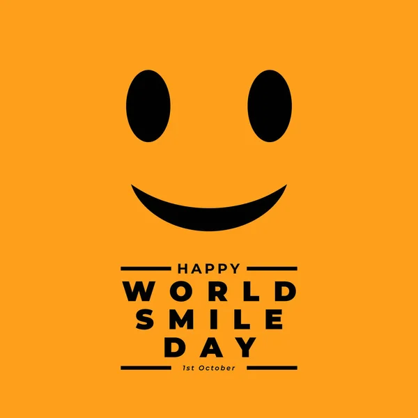 世界笑顔の日デザインテンプレートベクトルイラストグリーティングデザイン黄色の背景に隔離 — ストックベクタ