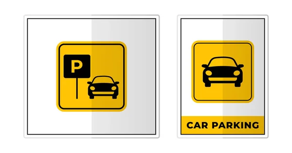 Ilustração Vetor Ícone Símbolo Etiqueta Sinal Estacionamento Carro — Vetor de Stock