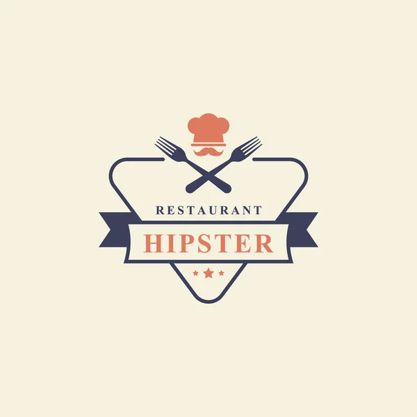 Vintage Retro Odznaka Restauracja Kawiarnia Ikony Fast Food Logo Design — Wektor stockowy