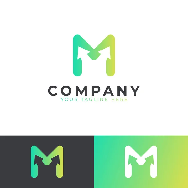 Creative Initial Letter Logo Arrow Yellow Green Shape Negative Space — Vetor de Stock
