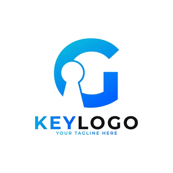 Úvodní Písmeno Logo Klíčové Dírky Ikona Návrh Loga Symbolu Ochrany — Stockový vektor