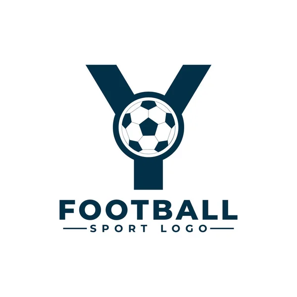 Carta Com Futebol Bola Logo Design Elementos Modelo Projeto Vetor — Vetor de Stock